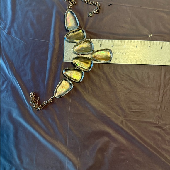 Kendra Scott Rose Gold-Tone Harlow Iridescent Amber Statement Necklace Dustbag - Picture 10 of 11